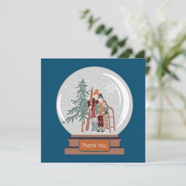 Carte Merci de Noël du Globe des neiges (Debout devant)