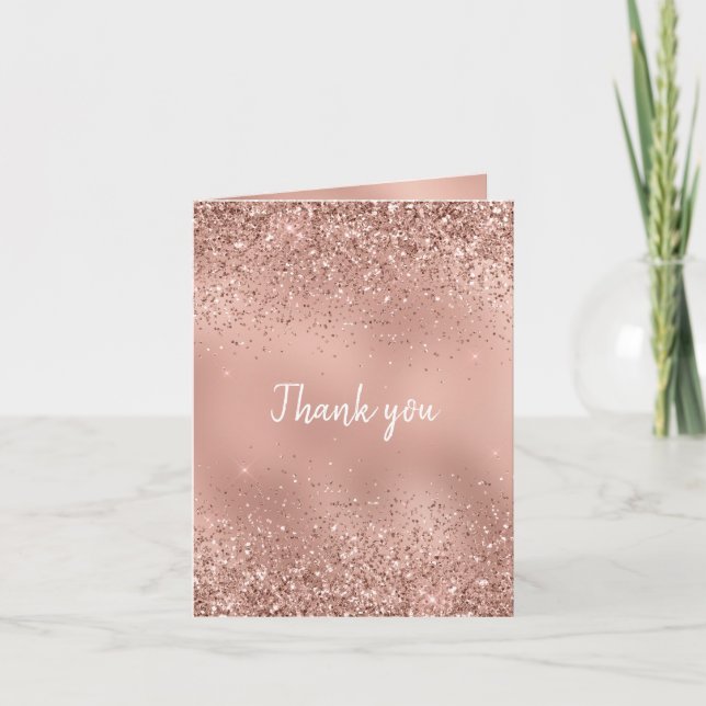 Carte Merci de Parties scintillant or Rose Glam (Devant)