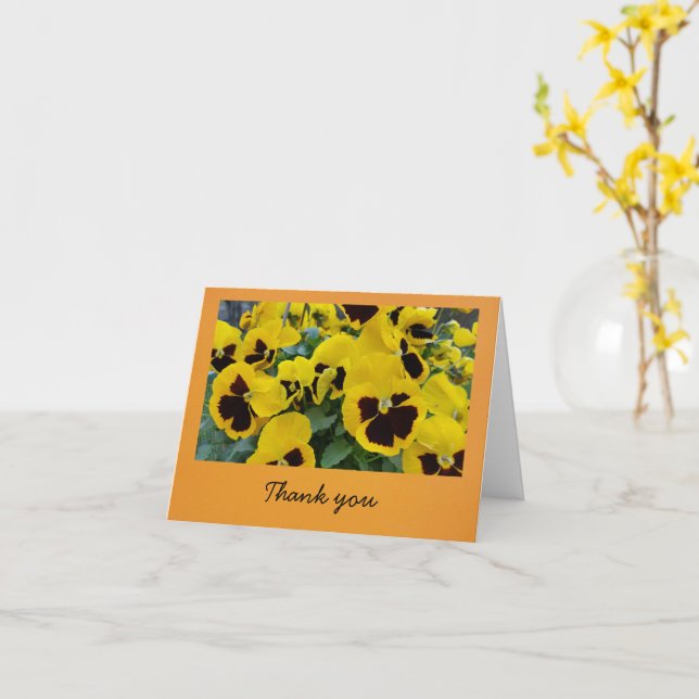Carte Merci de petite taille - Pansies (Fleur jaune)