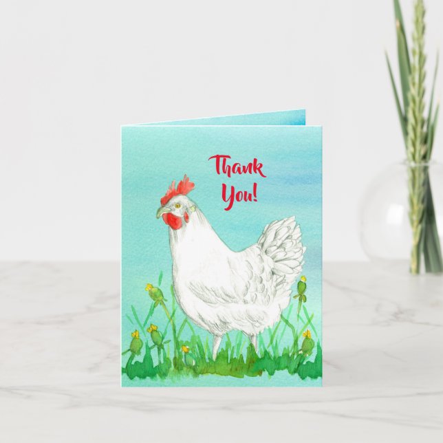 Carte Merci de poulet de leghorn blanche (Devant)