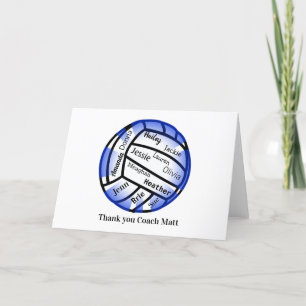 Carte Merci de volley-ball bleu et blanc