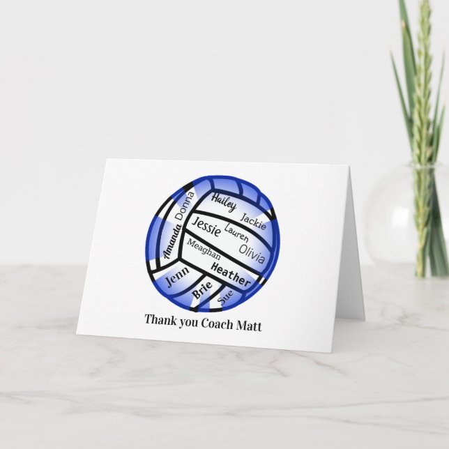 Carte Merci de volley-ball bleu et blanc (Devant)