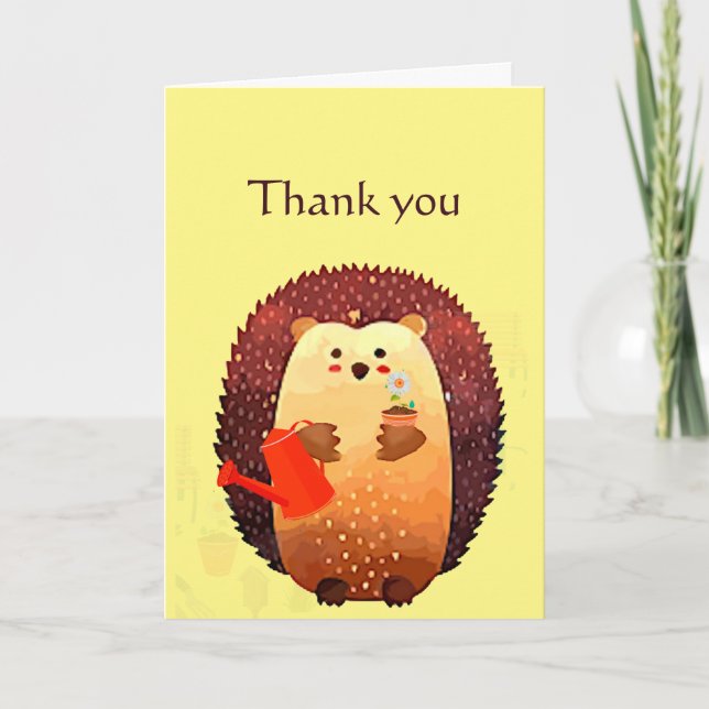 Carte Merci d'être béni Hedgehog Gardener (Devant)