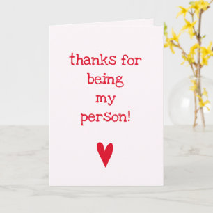 Carte Merci d'être ma personne !   Red Heart Friendship