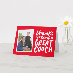 Carte Merci d'être un grand coach rouge une photo