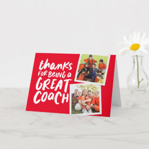 Carte Merci d'être un grand entraîneur rouge photo merci