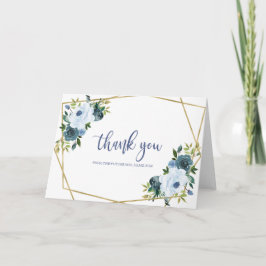Carte Merci d'Fête de l'mariée d'aquarelle bleu-bleu-or