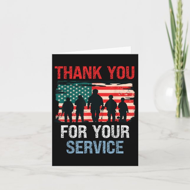 Carte Merci Drapeau Usa Pour Votre Service - Mémorial (Devant)