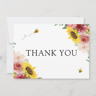 Carte Merci du Baby shower de l'abeille de tournesol