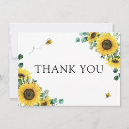 Carte Merci du Baby shower de l'abeille de tournesol