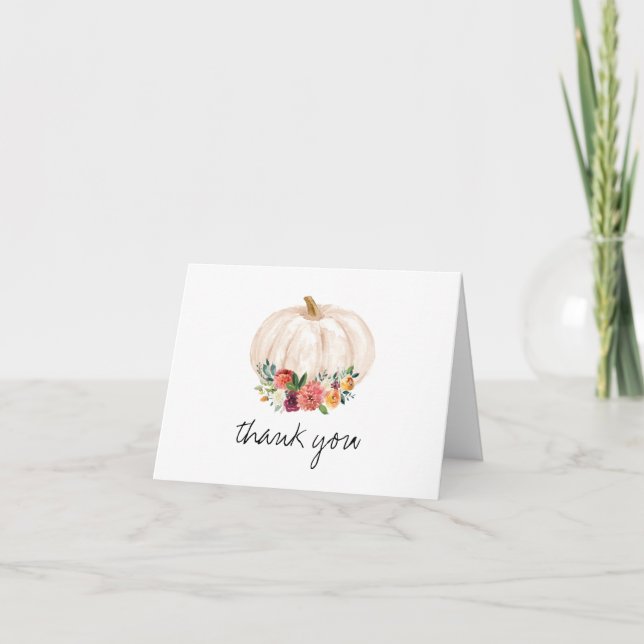 Carte Merci du Baby shower de l'automne du petit Citroui (Devant)