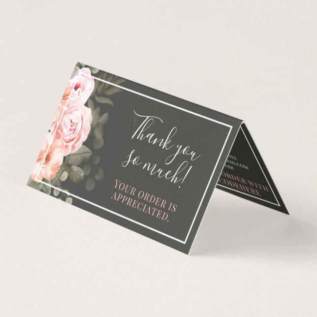 Carte Merci Elégante Blush Rose Floral Roses (Front)
