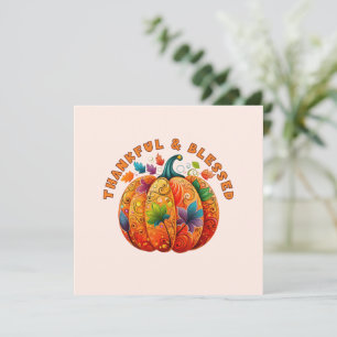 Carte Merci et béni Citrouille d'automne