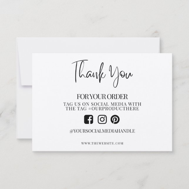 Carte Merci Fancy Calligraphie Support personnalisé Inse (Devant)