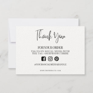 Carte Merci Fancy Calligraphie Support personnalisé Inse
