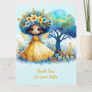 Carte Merci Fée Africaine Turquoise Gold Rose Princesse