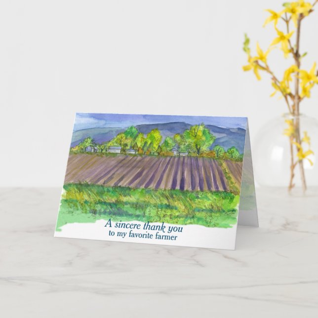 Carte Merci Fermier Champs Montagnes Paysage (Fleur jaune)