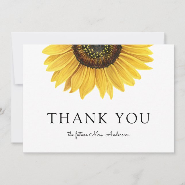 Carte Merci Fête des mariées tournesol (Devant)