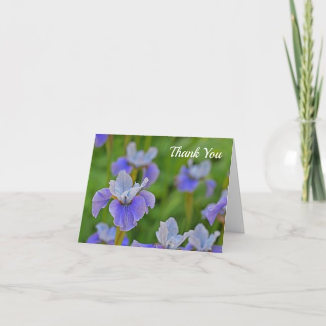 Carte Merci Fleur Iris Bleu Salutation (Devant)