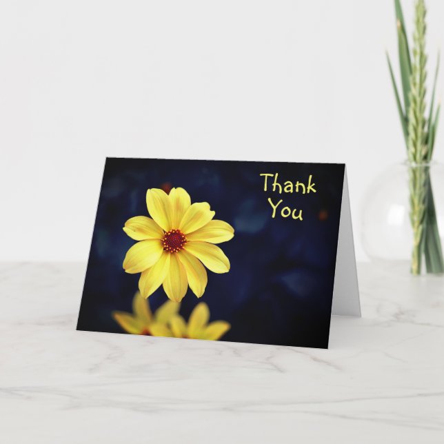 Carte Merci Fleur Jaune Dahlia Élégant (Devant)