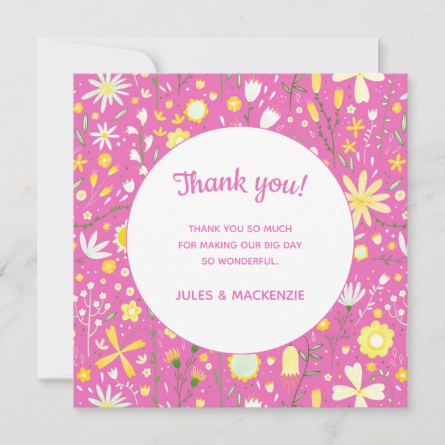 Carte Merci Fleur sauvage rose (Devant)