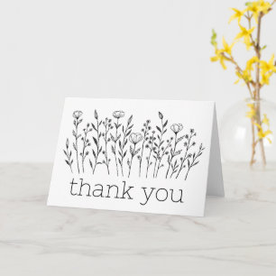 Carte MERCI Fleur sauvage simple personnalisé