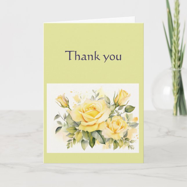 Carte Merci Fleurs Roses Jaunes (Devant)