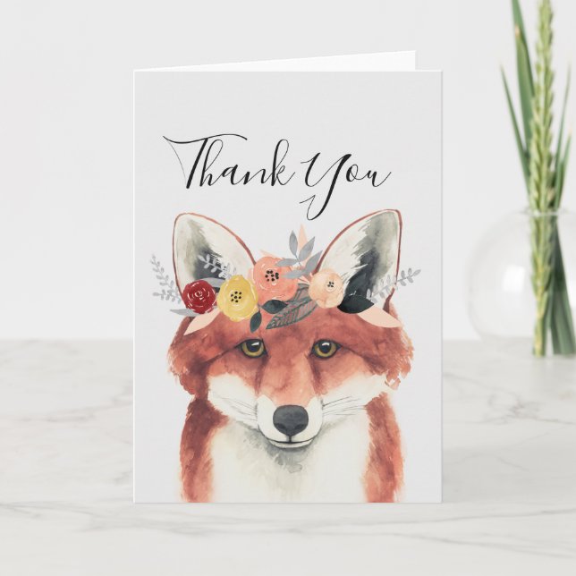 Carte Merci | Flower Crown Forester Fox (Devant)