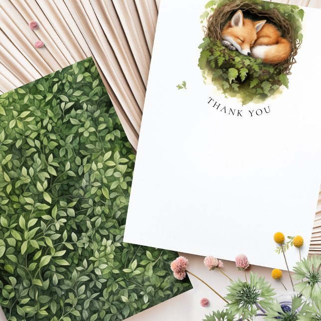 Carte Merci Fox Woodland Baby shower aquarelle (Créateur téléchargé)