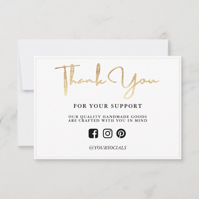 Carte Merci Gold Lumière Support personnalisé (Devant)