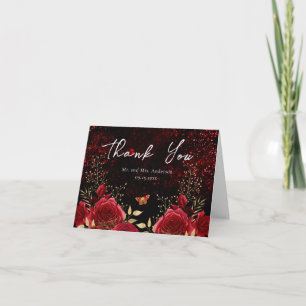 Carte Merci gothique rouge et noir Mariage