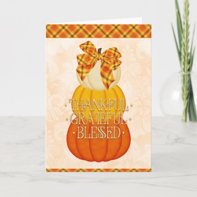Carte Merci gracieuse et bienheureuse pile de Citrouille (Devant)
