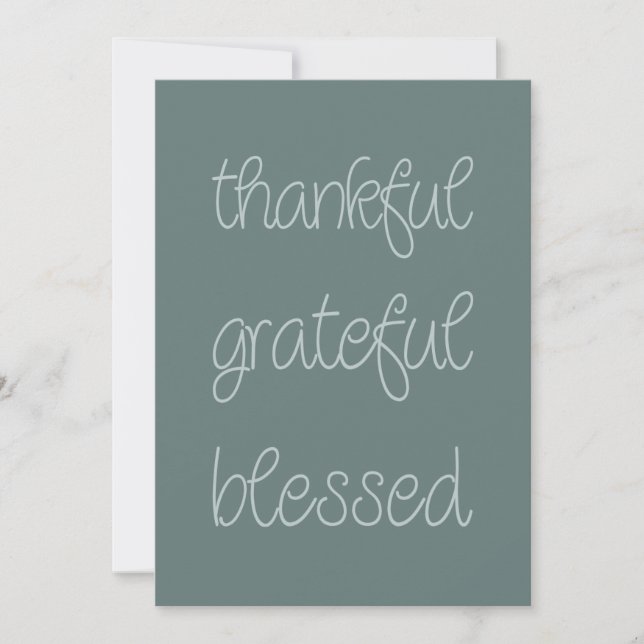 Carte "Merci, gracieux, béni" gris-turquoise (Devant)