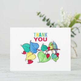 Carte Merci Gras Lovebirds Colorful Illustration Car