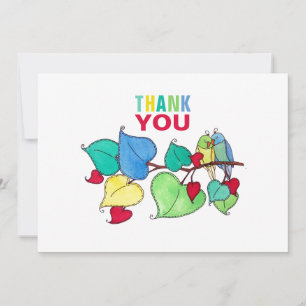 Carte Merci Gras Lovebirds Illustration colorée