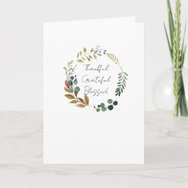 Carte Merci Grateful Blessé Leaf Automne Rustique modern (Devant)