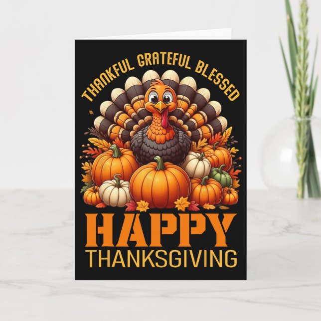 Carte Merci Grateful Bon thanksgiving Turke (Devant)