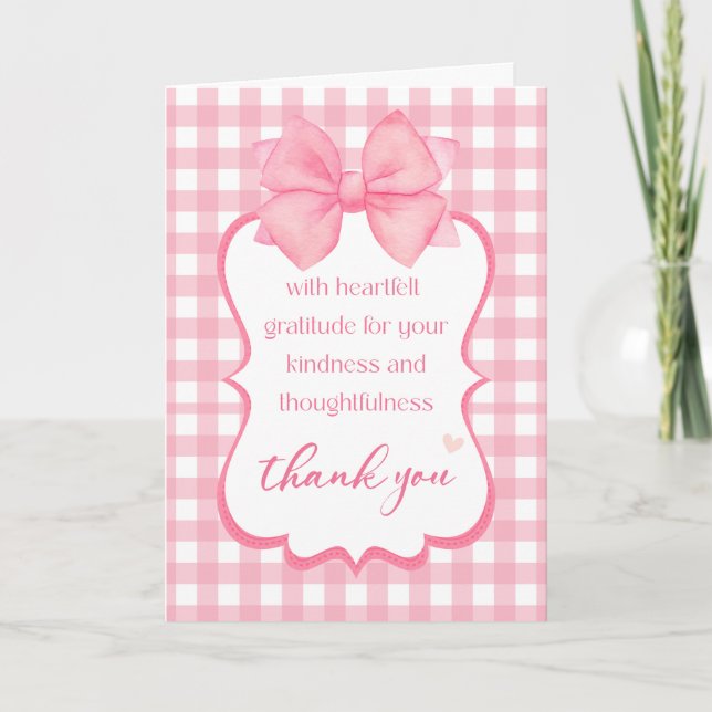 Carte Merci | Gratitude De Coeur Jolie Bow Rose (Devant)