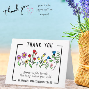 Carte Merci. .. Guillemet de fleurs de gratitude Salutat