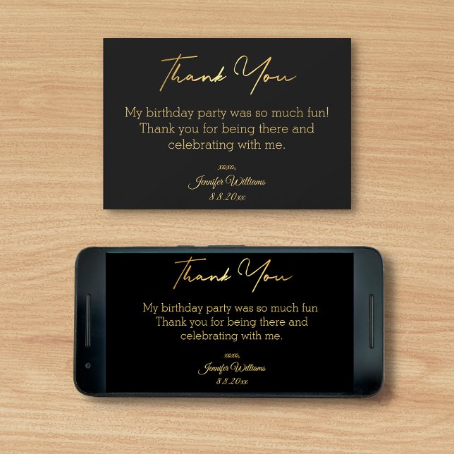 Carte merci heureux anniversaire noir or numérique (Créateur téléchargé)