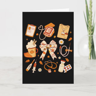 Carte Merci Infirmière Automne Stethoscope Coquette Bow 