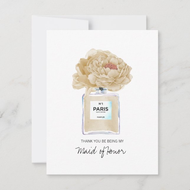 Carte Merci Maid of Honor Champagne Peonies Card (Devant)