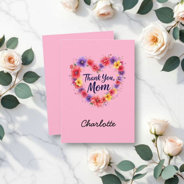 Carte Merci Maman | Fête des mères florales personnalisé (Créateur téléchargé)