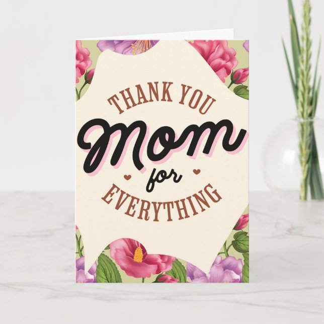 Carte Merci Maman pour tout Salutation de la Fête des Mè (Devant)