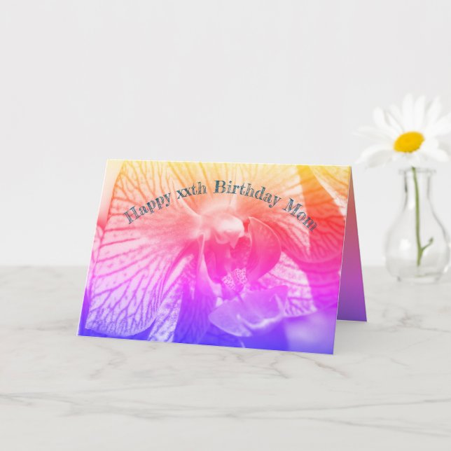 Carte Merci Maman Rainbow Orchidée Fleur Anniversaire (Petite plante)