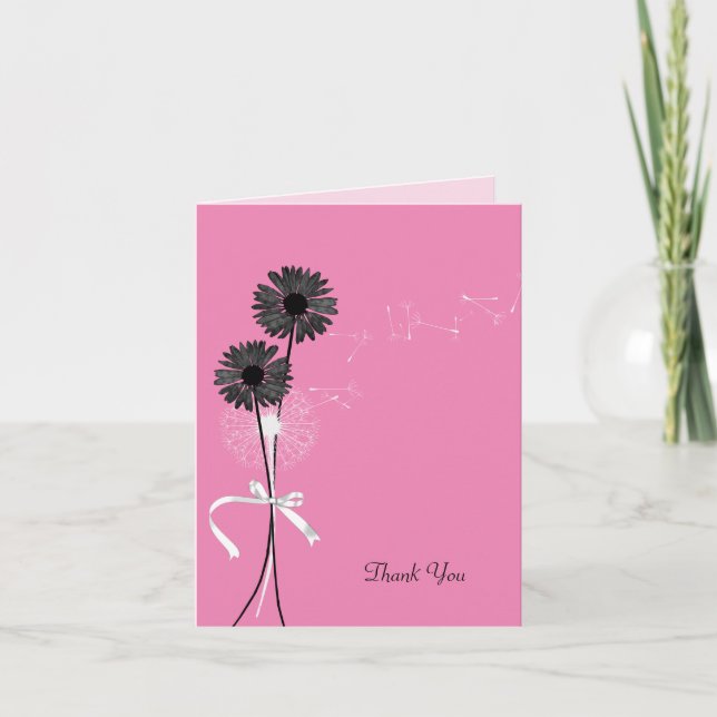 Carte Merci marguerites noires et pissenlit (Devant)