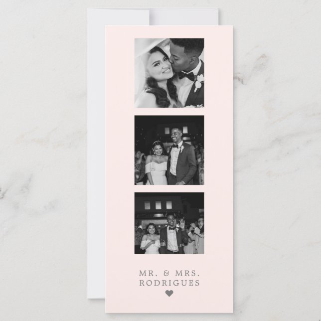 Carte Merci Mariage de la bande de photos rose vif (Dos)