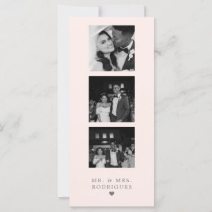 Carte Merci Mariage de la bande de photos rose vif