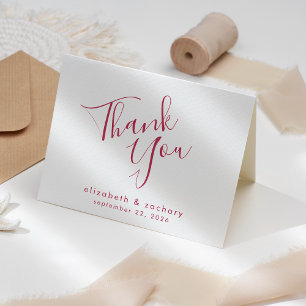 Carte Merci Mariage de script Magenta moderne