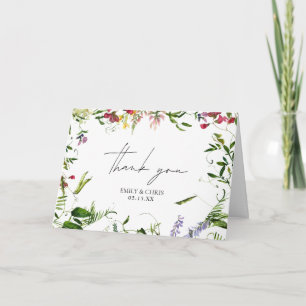 Carte Merci Mariage Fleur sauvage d'été moderne